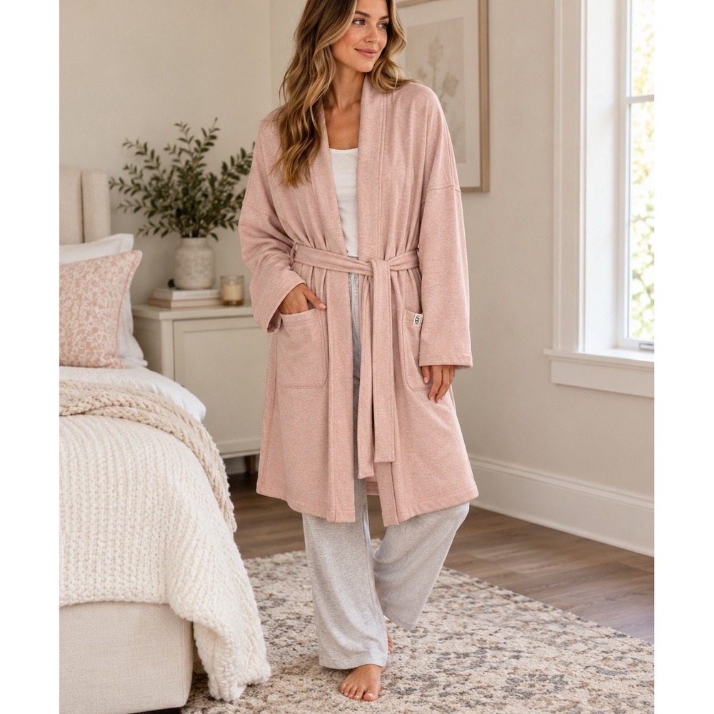 UGG Braelyn Robe Women XL Pink Heather Fleece Lined Belted 1011994 Pockets